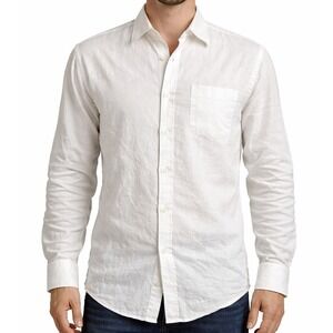 Vintage Arrow 100% Tencel Linen Button Dress Shirt 16.5 Large White Made in USA